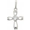 Zlatý prívesok z bieleho zlata so zirkónmi krížik 8203W (585/1000) 0.35 g