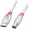 Kábel USB 2.0 A-B M/M 3m, High Speed, transparentný