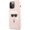 Karl Lagerfeld Liquid Silicone Karl Head Kryt pro Apple iPhone 13 Pro Light Pink