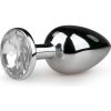 Easytoys Metal Butt Plug 124CLR - Análny šperk Strieborná/Transparentná