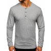 Sivé pánske tričko s dlhými rukávmi s gombíkmi Bolf 1114
