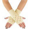 VFstyle krémové pletené návleky na ruky Leafs 20 cm