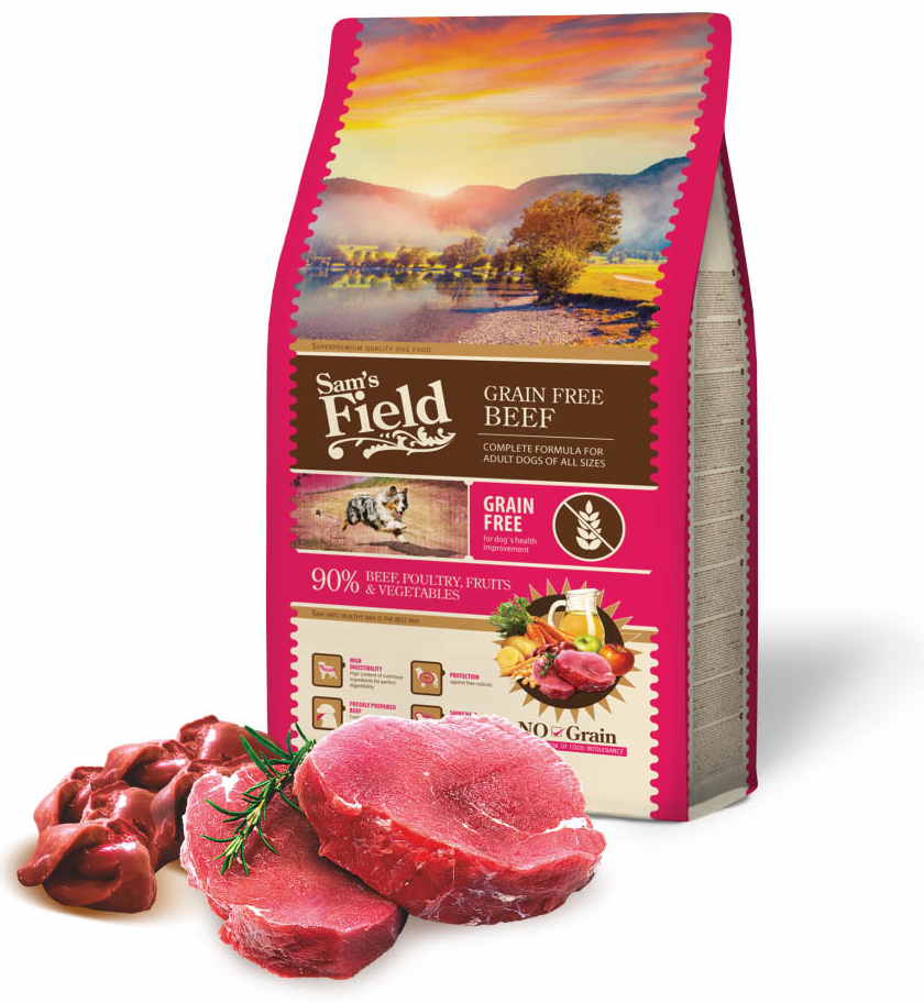 Sam\'s Field Grain Free Beef Angus superprémiové pre dospelých psov všetkých veľkostí a plemien 2,5 kg