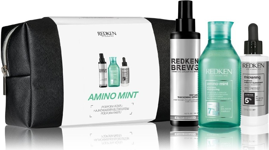 Redken Amino Mint Vánoční sada šampon 300 ml + zhušťující vlasový sprej 125 ml + péče proti vypadávání vlasů 90 ml darčeková sada