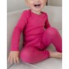 Detské body Cosilana s dlhým rukávom z merino vlny a hodvábu v ružovej farbe
