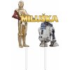Zápich - Meno a C3PO s R2D2 (Star Wars) - s paličkou - 14cm - Obrázok