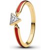 Marvel Iron Man 14k gold-plated ring with clear cubic zirconia and red enamel 48 164211C01-48