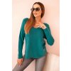 Fashionweek Dámsky sveter s viskózou a výstrihom do V K88 Tyrkysový
