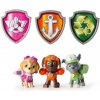 Akčné figúrky Paw Patrol s odznakmi na tričko sada 6 ks - Skye, Rocky, Zuma