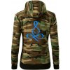 Yoga - lotus modrý (Moňas) - Mikina dámska trendy zipper s kapucňou - XL ( Hnedý maskáč )
