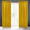 Žltý zamatový stredne zatemňujúci záves s riasiacou páskou žltá Šírka 140 cm | Dĺžka 270 cm