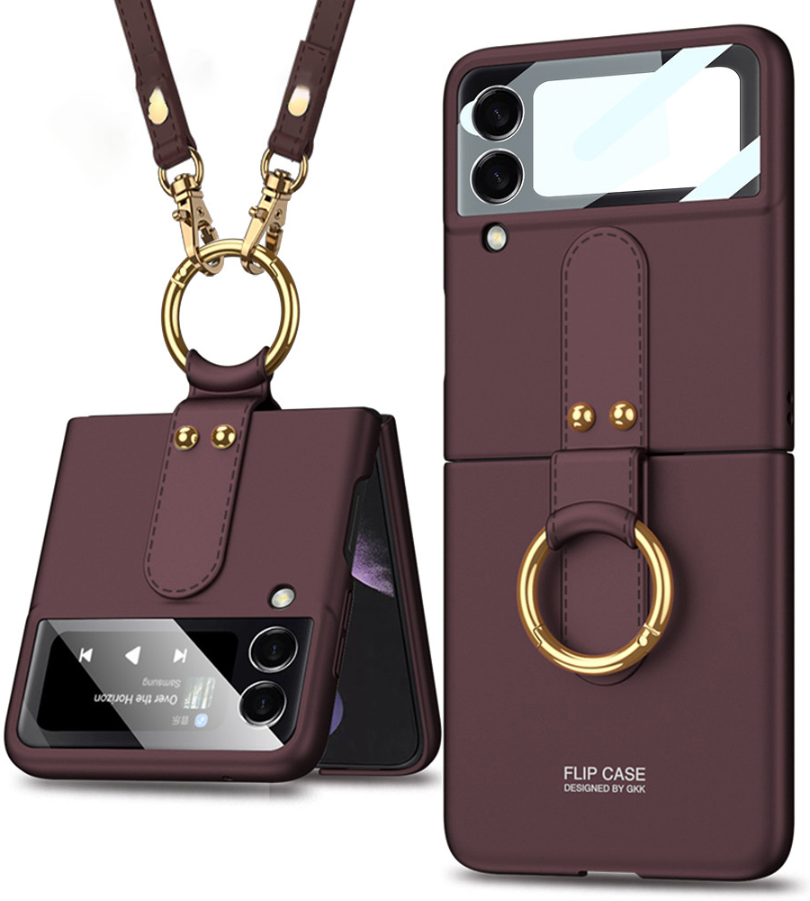 Púzdro GKK LANYARD s remienkom Samsung Galaxy Z Flip4 5G bordové