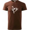 Husľový kľúč srdce - Klasické pánske tričko vyššej gramáže - M ( Čokoládová )