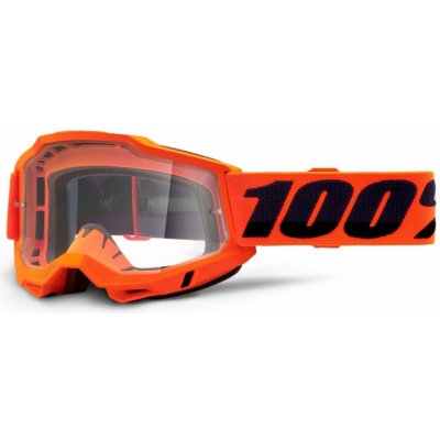 Okuliare 100% Accuri 2 OTG Orange (oranžová, číre plexi s čapmi pre strhávačky)