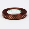 Stuha saténová s bodkami - 22,75 m x 1,2 cm : hnedá
