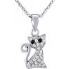 Silvego Strieborný náhrdelník mačka Bessie s čírymi Brilliance Zirconia MW01717N