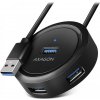 AXAGON HUE-P1AL, 4x USB 3.2 Gen 1 ROUND hub, micro USB napájecí konektor, kabel USB-A 1.2m