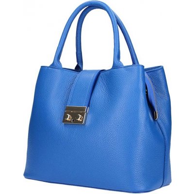 Made in Italy kožená kabelka 1137 azurovo modrá