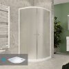 Mereo Sprchový set z Kory Lite, štvrťkruh, 90 cm, biely ALU, sklo Grape a vaničky z liateho mramoru CK35121ZM
