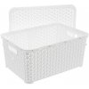 Orion Úložný box, ratanový košík, HOBBY s vekom, biely 10 l - 35 x 24 x 16 cm