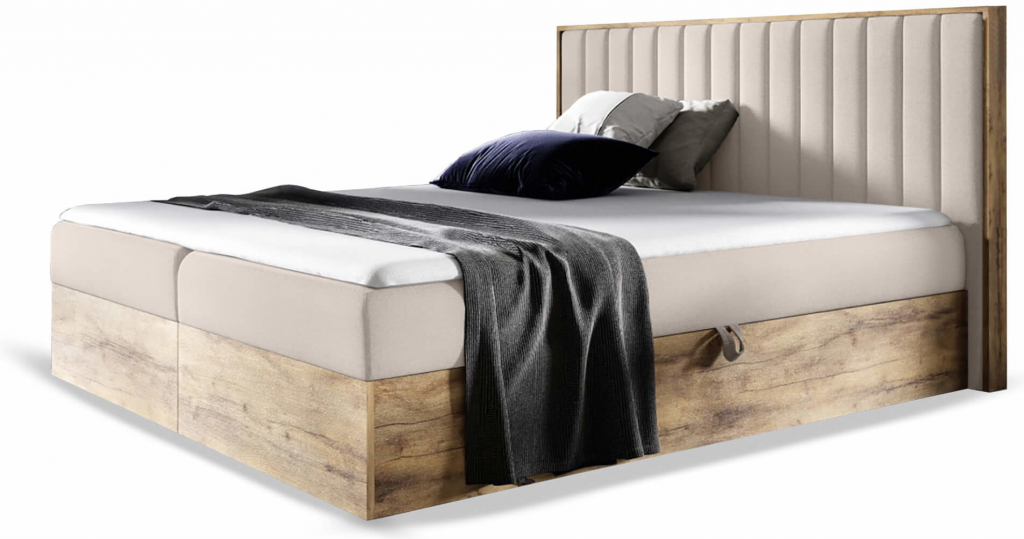 Wilsondo boxspring Wood 4 s úložným priestorom béžová Paros