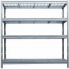 Majster Regál BULLRACK RIVET bezskrutkový kovový regál so sieťovou drôtenou policou, 200x180x60 cm, 4 police, 600 kg na policu, zinok