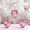 MSPERK Sada šperkov s krištáľmi Swarovski náušnice, retiazka a prívesok Rose srdce Ag 925/1000 4g/2g