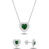 Olivie strieborná sada SMARAGDOVÉ SRDCE 4356