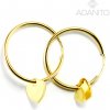 ADANITO BRN1022G - Zlaté náušnice krúžky so srdiečkom 20 mm 1.19 g