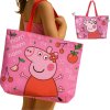 PLÁŽOVÁ TAŠKA NA ZIPS Prasiatko Peppa PIG VEĽKÁ 48/15/32 CM NÁKUPNÁ TAŠKA RUŽOVÁ