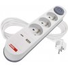 EMOS Predlžovací kábel 2 m / 3 zásuvky / s vypínačom / biely / 1×USB-A + 1×USB-C / 1,5 mm2 P1312PD