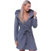 Šedý bavlněný hřejivý elegantní i těhotenský župan na kojení 1TB0052 šedá XXXL + První výměna zboží zdarma.