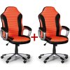 Kožené kancelárske kreslo SPORT 1+1 ZADARMO, čierna/oranžová