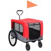Vidaxl Vozík pre domáce zvieratá na bicykel/beh 2-v-1, červeno sivý