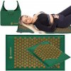 Akupresúrna podložka a vankúš s masážnymi hrotmi - 65x40 cm - tmavozelená-zlatá