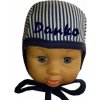 kojenecká čiapka BABY - s menom modrá pružkovaná Veľkosť: 56