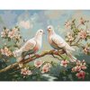 Diamondi Diamantové maľovanie - BIELE HOLUBICE NA ROZKVITNUTOM KONÁRI A RIEKA Rámovanie: vypnuté plátno na rám, Rozmer: 40x50 cm