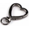 Kovová karabína otočná srdca, prievlak 10 mm - nikel čierny (10 ks)