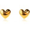Šperky eshop - Puzetové náušnice zo žltého 14K zlata, hladké zrkadlovo-lesklé srdiečka, 4 mm S4GG249.20