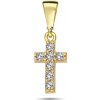 Lillian Vassago Jemný zlatý prívesok krížik so zirkónmi LLV98-GP091Y