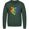 B&C CREW Mikina bez Kapucne - Dúhové srdce Pride - Fľašková zelená - XL - Pánske