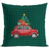 MARKI Vianočná obliečka na vankúš Vianočné auto 40x40 cm zelený