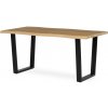Autronic HT-F4216 OAK Stôl jedálenský, 160x90x75 cm, MDF doska, dekor divoký dub, kovová nohy v tvare U, čierny matný lak
