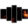 Sablio Obraz - 5-dílný Červený oheň - 125x90 cm