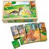 Bino Drevené kocky s obrázkami zvierat, 15 kusov