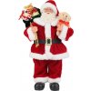 Dekorácia MagicHome Vianoce, Santa s darčekmi a medvedíkom, červený, 30 cm