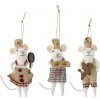 Bloomingville Vianočná ozdoba Myšky Peo Brown Wool - set 3 ks
