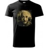 Albert Einstein so slúchadlami - Klasické pánske tričko vyššej gramáže - XL ( Čierna )