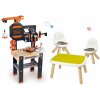 Set pracovný stôl s funkčným žeriavom Black&Decker Bricolo Builder a stôl KidTable Smoby s 2 stoličkami KidChair