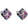 MSPERK Kosoštvorce strieborné náušnice so Swarovski Crystals galaxy Ag 925/1000 Rh (1g)